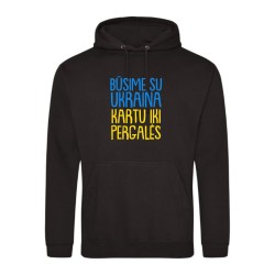 Black hoodie for Ukraine „Together till victory“ | PrintShop.Lt